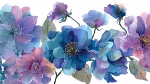 梦幻水彩花卉图案