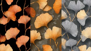 银杏叶图案 多样色彩纹理