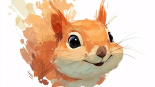 可爱松鼠水彩风插画