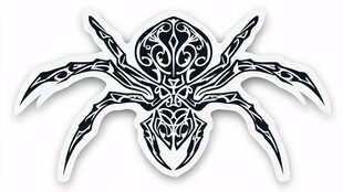 酷炫黑白蜘蛛纹身图案