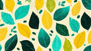 多彩叶片图案 清新自然风