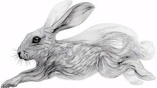 奔跑的线条风灵动野兔