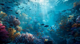 梦幻海底世界绚丽珊瑚鱼群