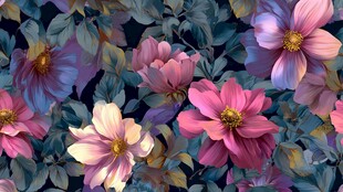 绚丽多彩花卉图案背景