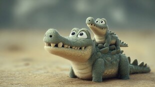 鳄鱼母子亲昵瞬间