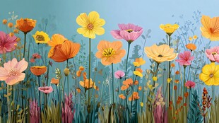 绚丽多彩的花卉盛放图景