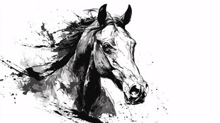 水墨奔马图