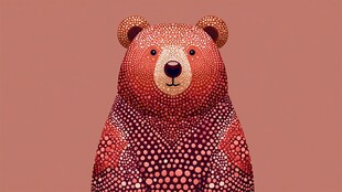 红色斑点小熊插画