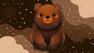 可爱斑点小熊的温馨场景