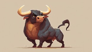 卡通风格的强壮公牛形象