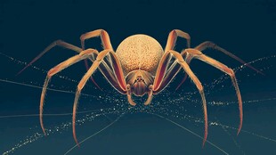 巨型蜘蛛盘踞蛛网中央