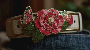 花卉蝴蝶装饰精美皮带