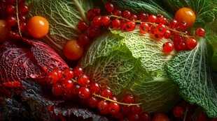 多彩蔬菜与红浆果的组合