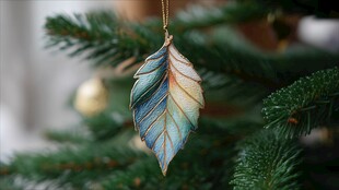 圣诞树上的多彩叶片挂件