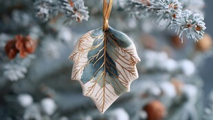 陶瓷叶形圣诞装饰挂件