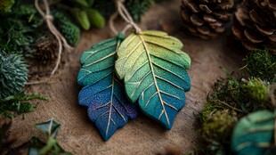 彩色叶脉叶饰 自然氛围感