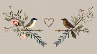 双鸟栖枝爱意浓