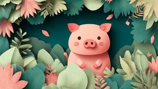 森林中的可爱小猪