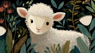 小羊置身繁茂绿植间