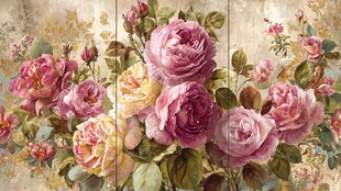 复古风浪漫玫瑰花卉画作