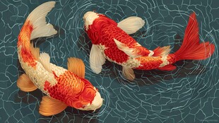 水中双锦鲤 灵动展风姿