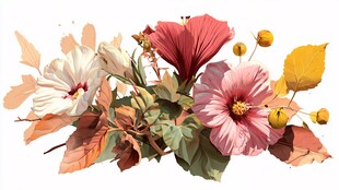 缤纷芙蓉花束 秋日氛围感