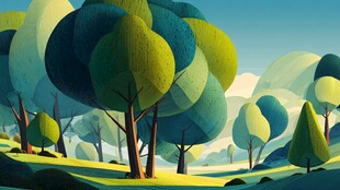 梦幻森林景观插画