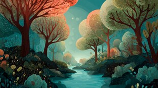 梦幻森林中的静谧溪流