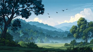 山间晨景 自然静谧之美