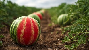 田地里的新鲜西瓜