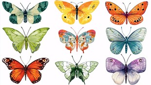 多彩蝴蝶插画集合