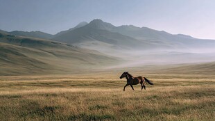 草原上骏马奔腾的壮美画面