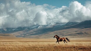草原骏马在辽阔天地驰骋