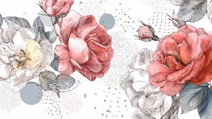 水彩风玫瑰花卉图案背景