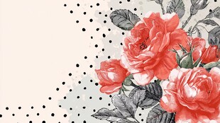 手绘红玫瑰花卉装饰图形