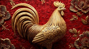 金公鸡浮雕 中式华丽装饰