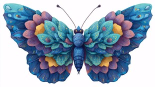 梦幻多彩蝴蝶插画艺术