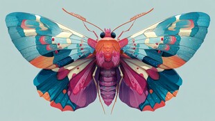 梦幻绚丽色彩的斑斓飞蛾