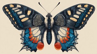 梦幻斑斓蝴蝶插画艺术