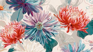 多彩花卉图案的精美壁纸