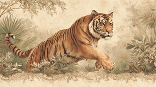 猛虎漫步丛林间