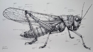 蝗虫结构解剖素描图