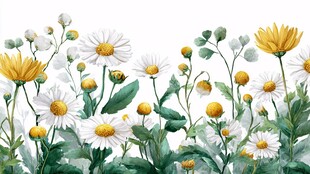 水彩雏菊花卉清新插画