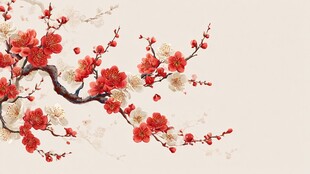 红梅绽放 中式典雅花卉图