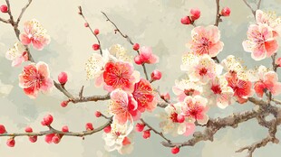 红梅绽放枝头春意浓