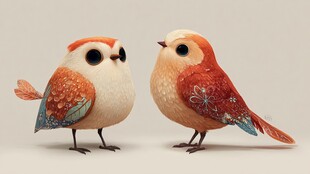 可爱双鸟摆件 色彩绚丽