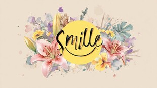 微笑花卉水彩插画设计