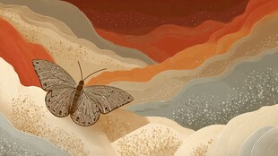 蝶栖山川间的梦幻景致