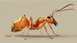 超写实金色蚂蚁形象展示