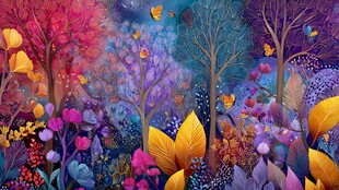 梦幻绚丽的多彩森林世界